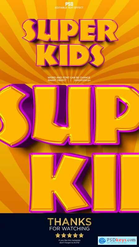 Super kids3d Editable Text Effect Premium PSD with Background 36350254