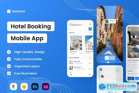 Hotel Booking Mobile App - UI Design 96B9J4G