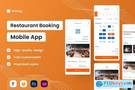 Restaurant Booking Mobile App - UI Design 4F8BUC3