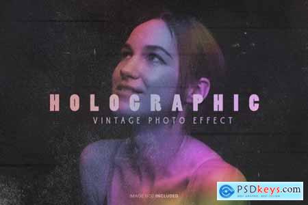 Holographic retro vintage photo effect