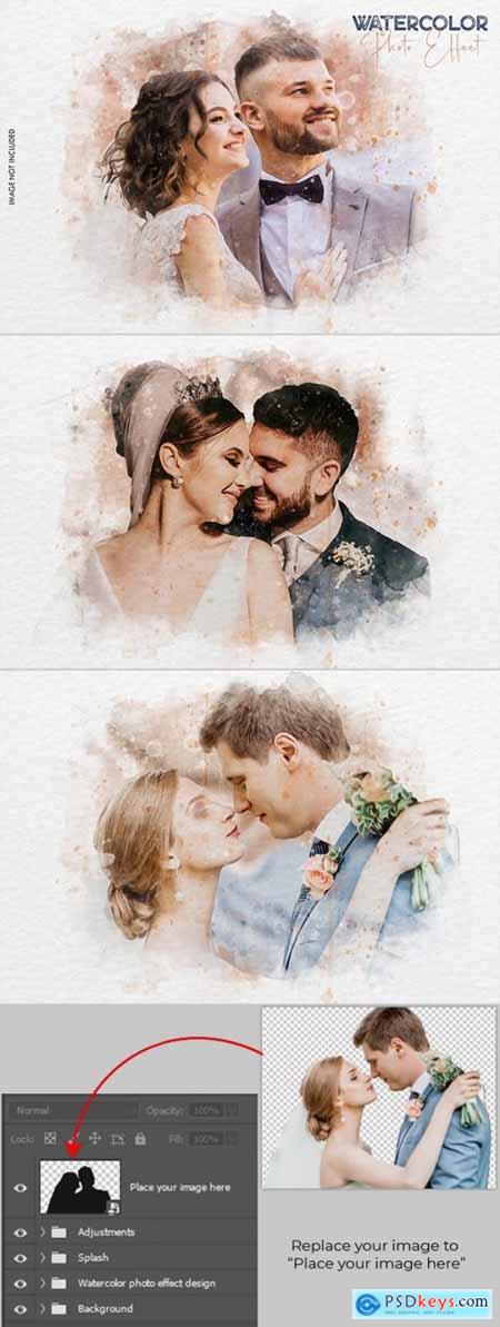 Watercolor Wedding Photo Effect 35279823