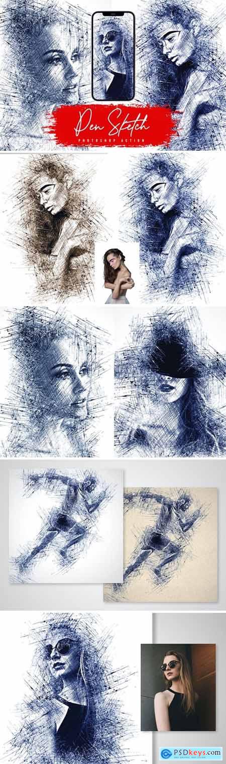 pen sketch photoshop action free download