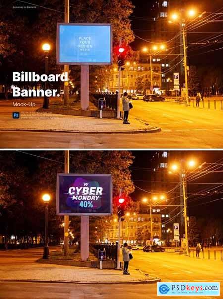 Night Street Billboard Screen Mockup Template