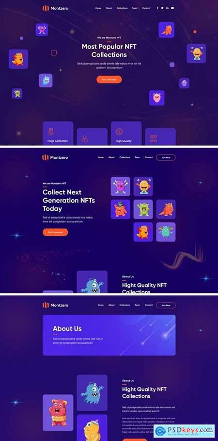 Montzero - NFT Portfolio PSD Template