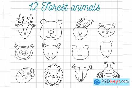 Cute animals Procreate stamps Z8JXVMD