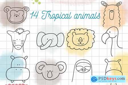 Cute animals Procreate stamps Z8JXVMD