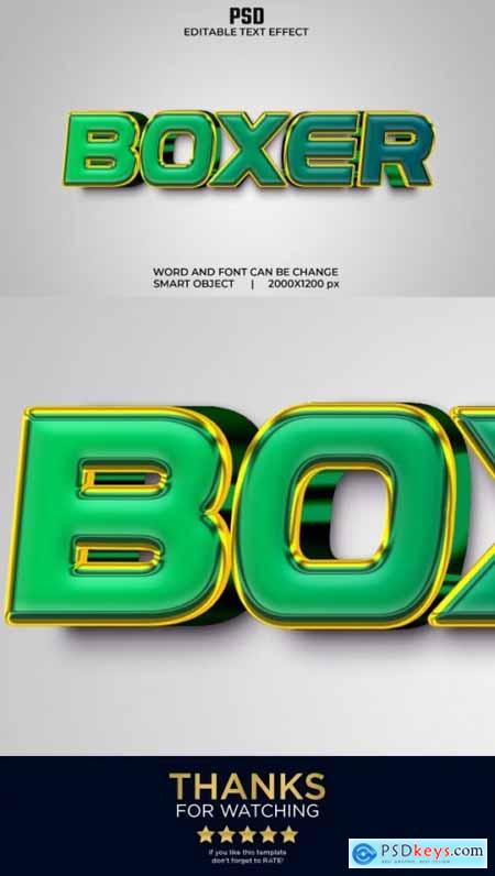 Boxer 3d Editable Text Effect Style Premium PSD with Background 36616205