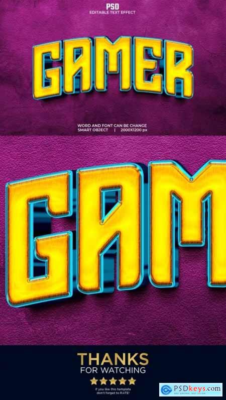 Gamer Colorfull 3d Editable Text Effect Premium PSD with Background 36615933