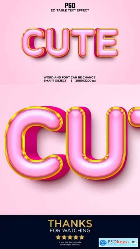 Cute 3d Editable Text Effect Style Premium PSD with Background 36615990