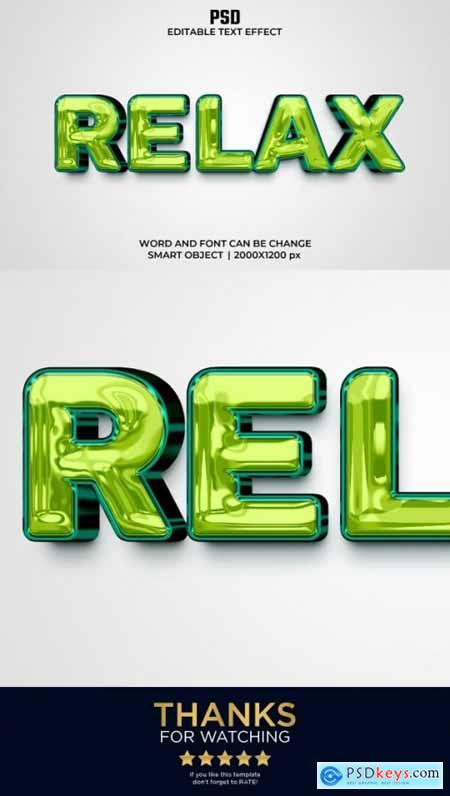 Relax 3d Editable Text Effect Style Premium PSD with Background 36617898