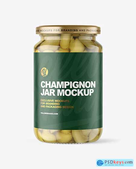 Clear Glass Jar with Champignons Mockup 97186