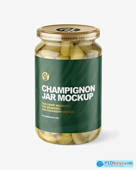 Clear Glass Jar with Champignons Mockup 97185