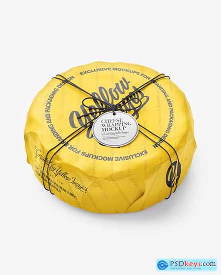 Cheese Wheel Wrapped In Paper Mockup 97813