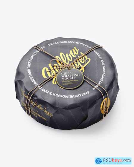Cheese Wheel Wrapped In Paper Mockup 97813