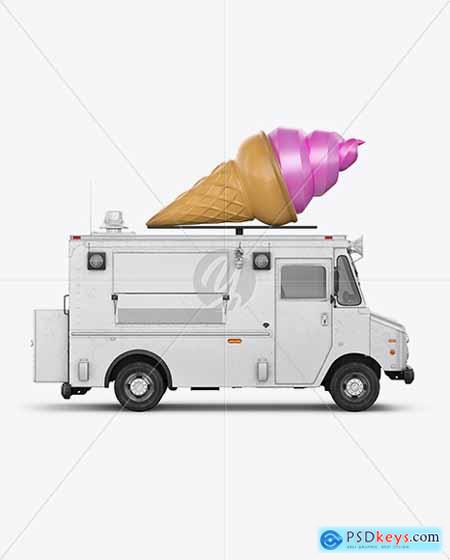 Ice Cream Food Truck Mockup - Side View 37563