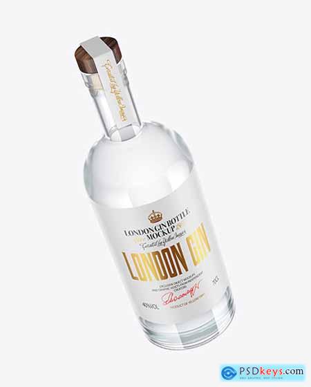 Dry Gin Bottle with Wooden Cap Mockup 97244