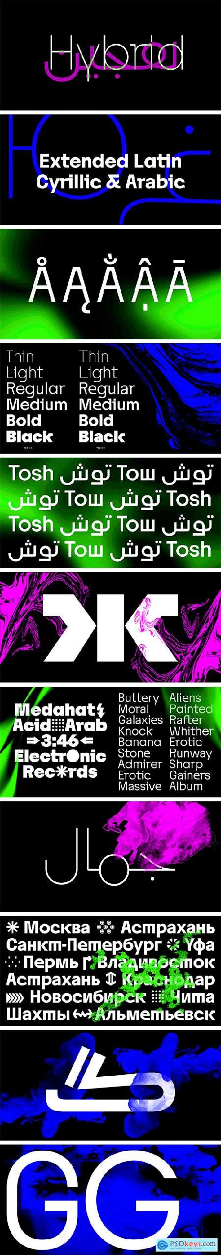 Tosh Font Family (Updated) - Latin, Cyrillic and Arabic