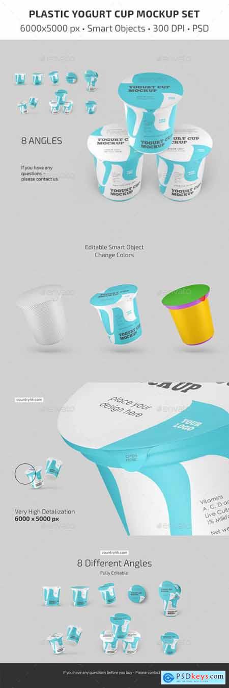 Plastic Yogurt Cup Mockup Set 36618846