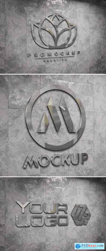 Logo Mockup on Underground Wall with 3D Glossy Metal Effect 484749370