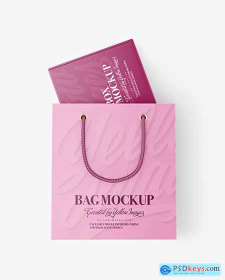 Paper Shopping Bag With Box Mockup 96704