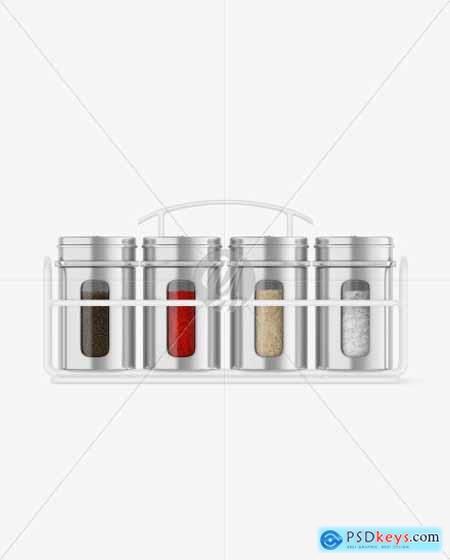 Spices Metallic Jars Set Mockup 93380