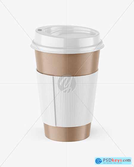 Kraft Coffee Cup With Holder Mockup 94557