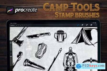 Camp tools element nature brush stamp