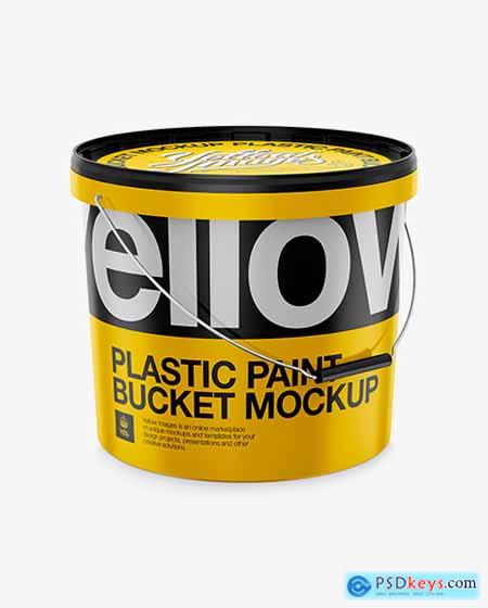Plastic Paint Bucket Mockup - Halfside View 12561