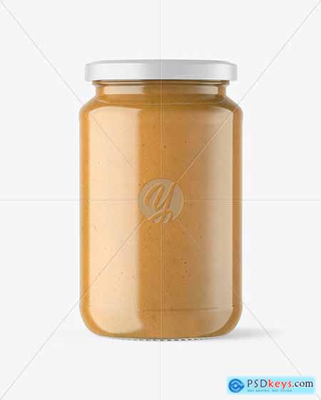 Clear Glass Jar with Peanut Butter Mockup 64516
