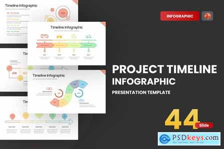 Project Timeline Line Color 3 PowerPoint Template ENR8L37