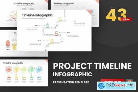 Project Timeline Line Color 4 PowerPoint Template HRXES37