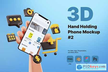 3D Hand Holding Phone Mockup for E-commerce NA8A4A8