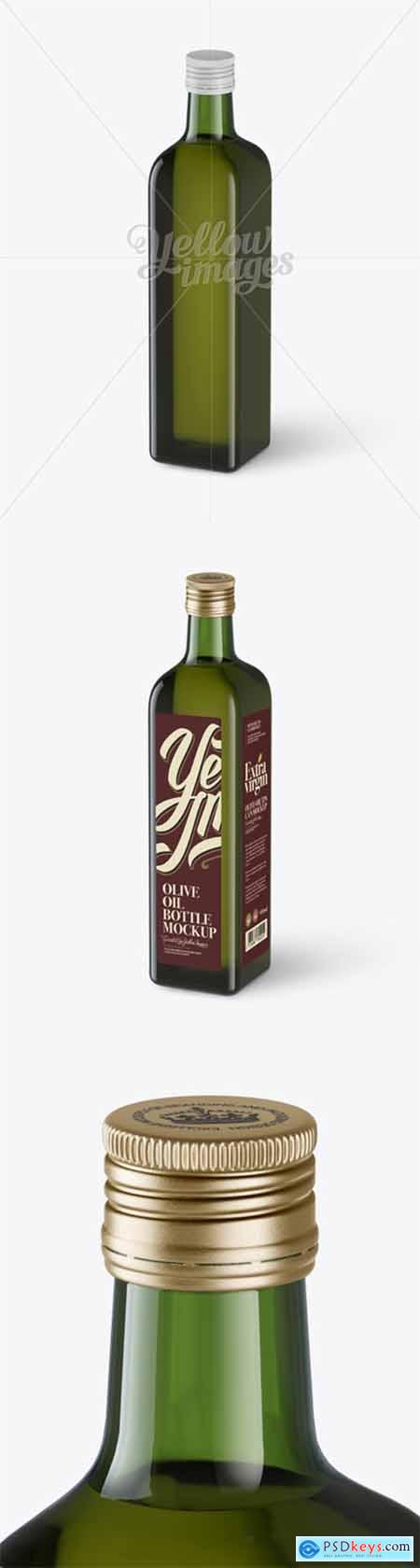 0 75L Green Glass Olive Oil Bottle Mockup - Halfside view (High-Angle Shot) 13927