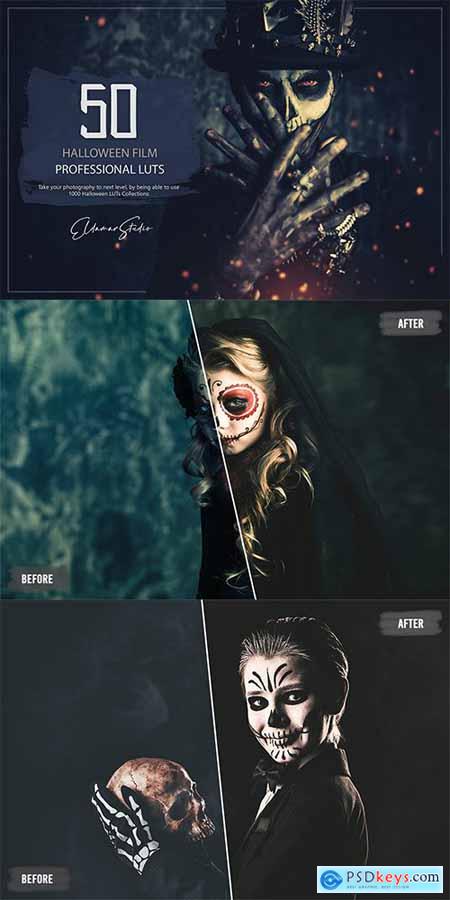 50 Halloween Film LUTs and Presets Pack