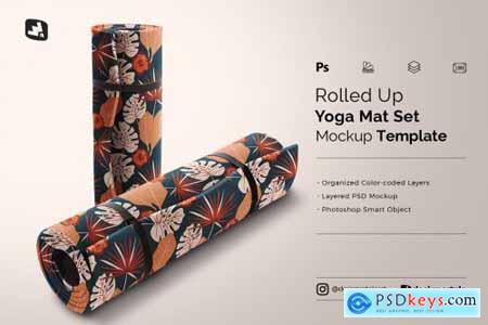 Rolled Up Yoga Mat Set Mockup 5320706