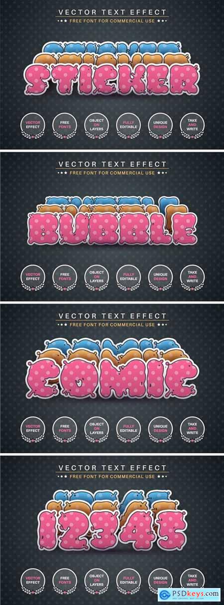 Bubble Gum Sticker Editable Text Effect Font Style