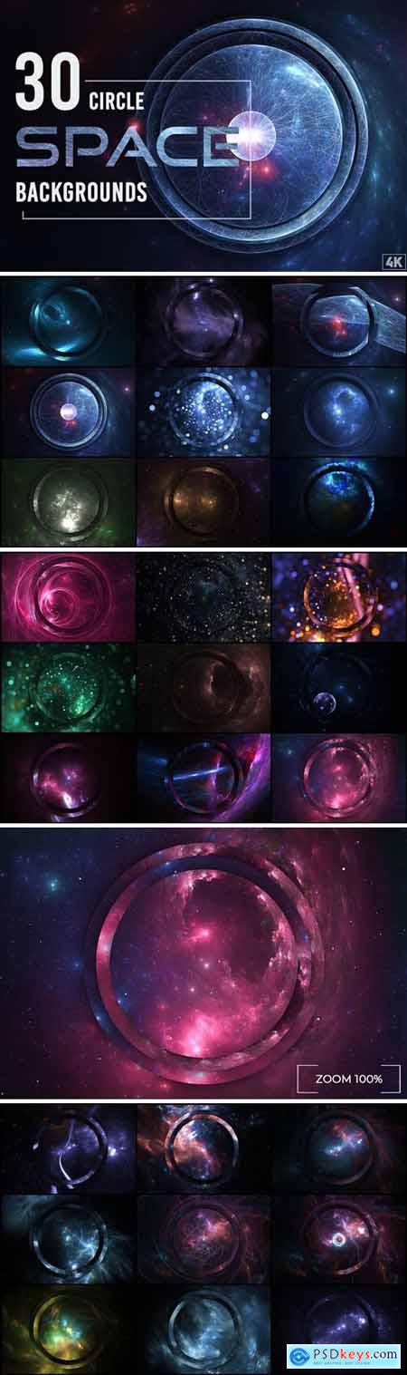 30 Abstract Circle Space Backgrounds - Vol. 1