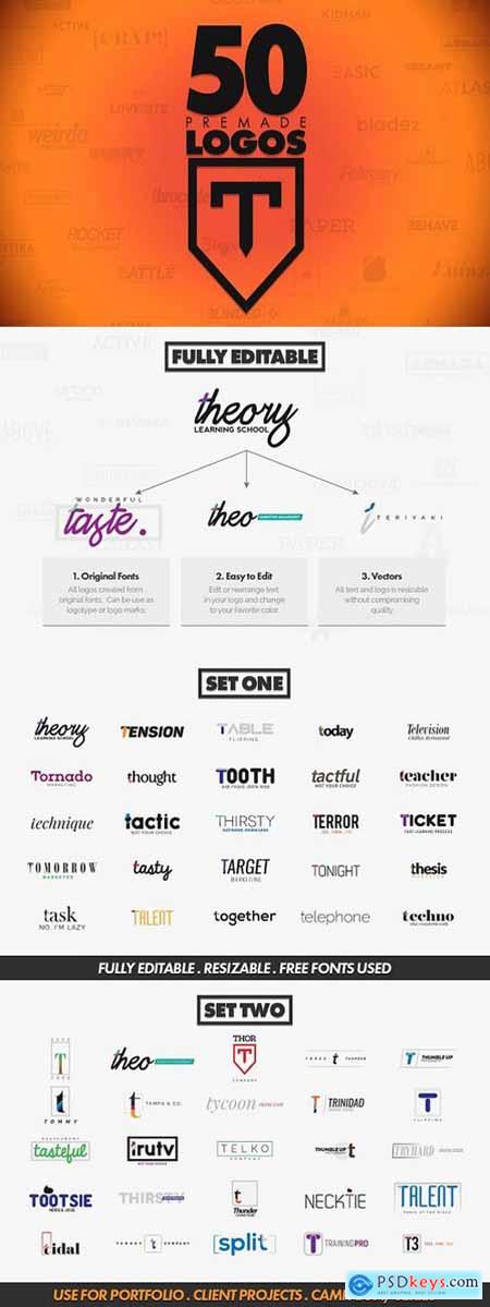 50 Letter T Logos Bundle