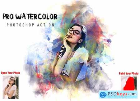 Pro Watercolor Effect PS Action 7103660