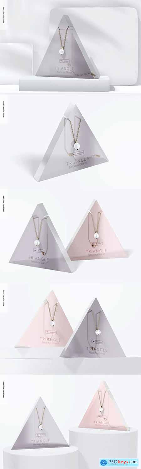 Triangle necklace display stand mockup