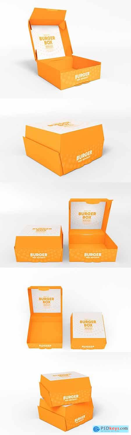 Take away disposable paper fast food burger box mockup