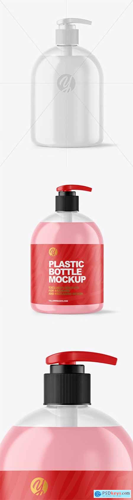 Clear Liquid Soap Bottle with Pump Mockup 62140