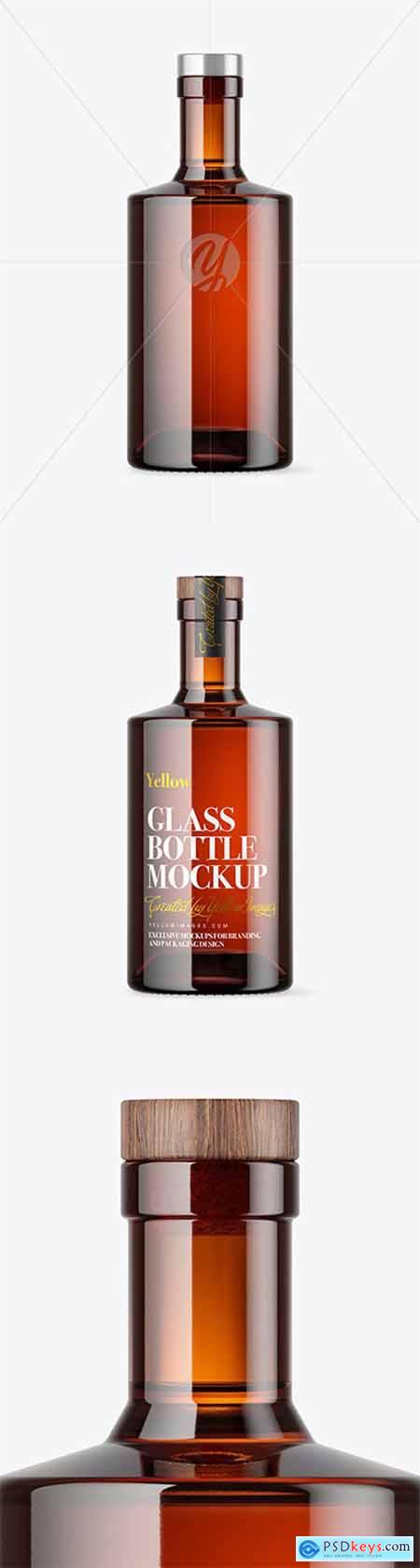 Amber Glass Bottle with Wooden Cap Mockup 80772
