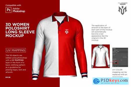 3D Poloshirt Long Sleeve Mockup 6453706