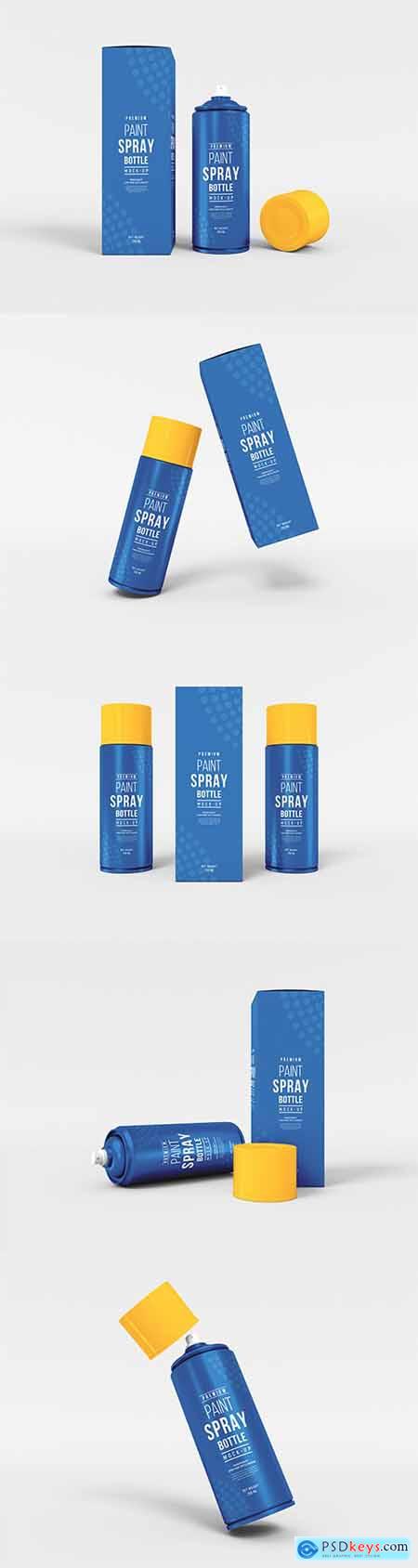 Cosmetic spray bottle with box mockup