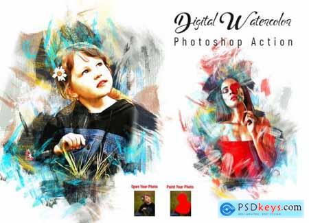 Digital Watercolor Photoshop Action 7113804