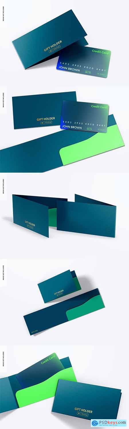 Horizontal gift card holders mockup