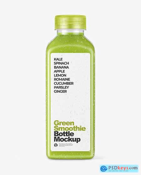 Green Smoothie Bottle with Condensation Mockup 88397