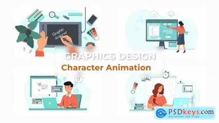 Graphic Designer Character Animation Scene Pack 37070693