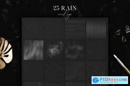 25 Rain Overlays, Realistic Rain Clipart